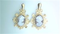 Orecchini Cameo Italiano Donna Classica in Argento Conchiglia 0125-G - 0125-G